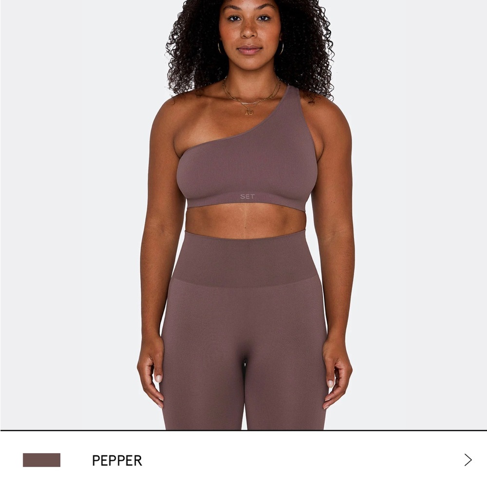 SET Active One-Shoulder Sports Bra in Pepper Brown